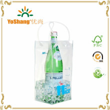 Wholesale Promotional Eco-Friendly Clear PVC Wine Ice Bag / PVC Wine Gift Ice Bag